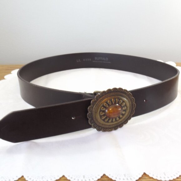 Buffalo David Bitton Other - Buffalo Unisex Brown Vegan Leather Belt with Brass Tone Buckle
